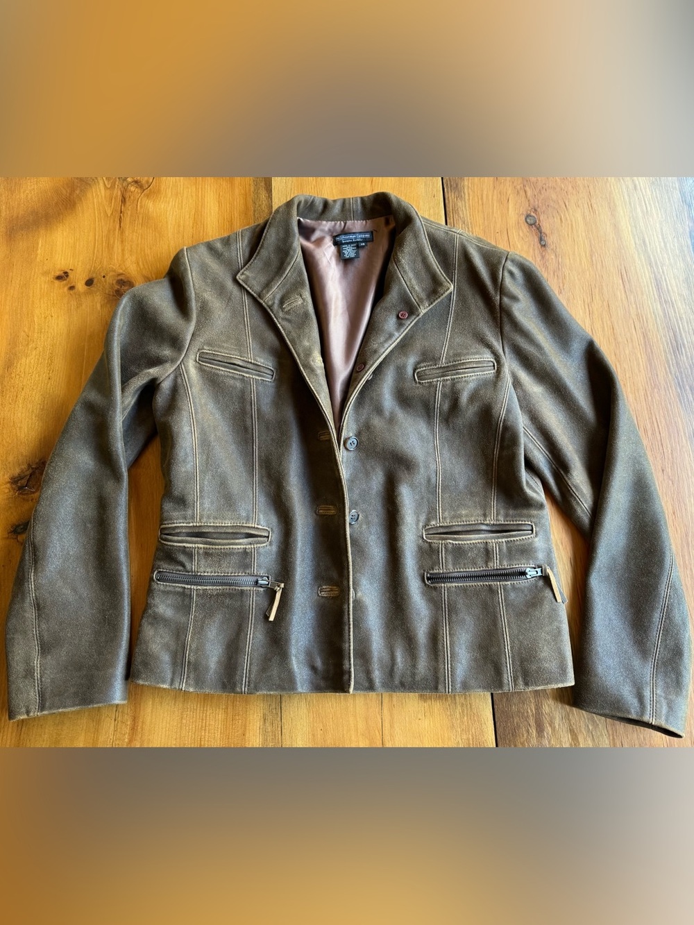 J. Peterman brown leather jacket. Size 10